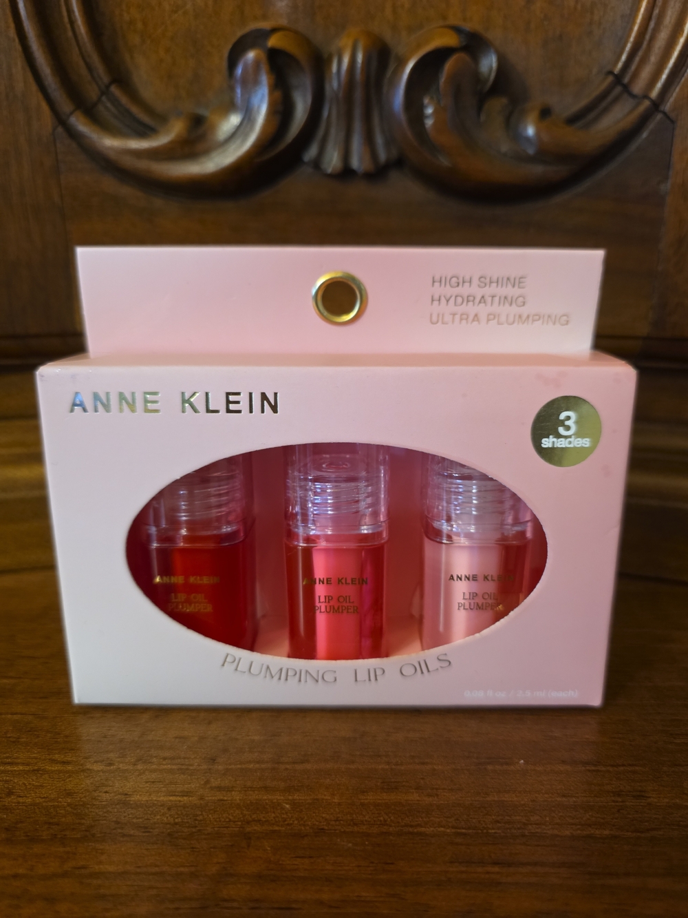 Anne Klein 3 Shades Plumping Lip Oils, .08oz Each--Sealed/NIB
